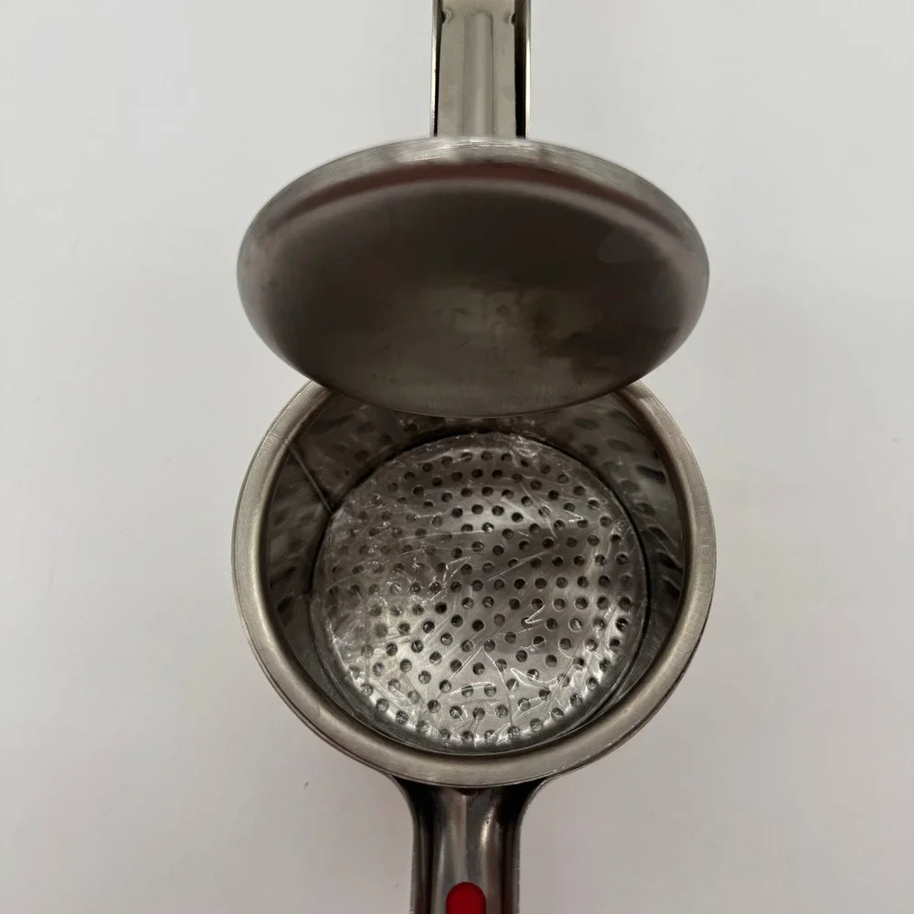 Bellemain Stainless Steel Potato Ricer Red Silicone Handles Heavy Duty Masher